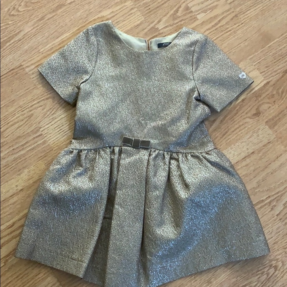Lili Gaufrette Metallic Gold Short Sleeve Dress